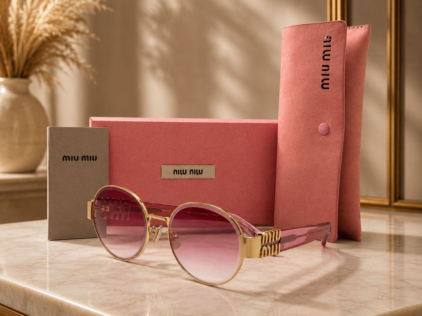 MIU MIU Ronde en Métal doré